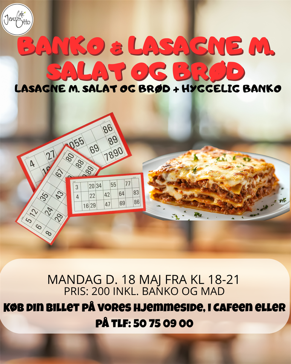 Banko & lasagne m. salat og brød - ad libitum